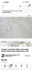 Vintage Landlubber White denim Bell Bottom pants Jeans Hippie Disco 70's