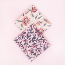 Set oF 2 Bohemian Floral Block Print Cotton Bandana Women Neck Head Wraps Travel