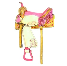 Western Leather Saddle: Handmade Saddle 10 To 17 With Matching Set
