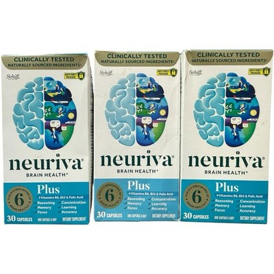 (3) Neuriva Plus Brain Health Supplement 30 Capsules Exp 07/2026+ Free Ship!