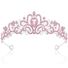Pink Tiara Crown for Women  Crystal Queen Crown for Birthday Costume Events