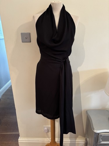 Gucci Women’s Black 100% Silk Sleeveless Dress With Sash Belt Size 38 Worn Once.