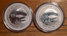 2014 1oz Silver Proof Saltwater Crocodile Uncirculated Coins Job Lot of 2