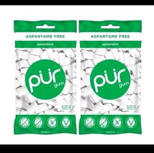 PUR Xylitol Chewing Gum SPEARMINT 55 Pieces, 2 Pack Sugarless Vegan Dry-Mouth