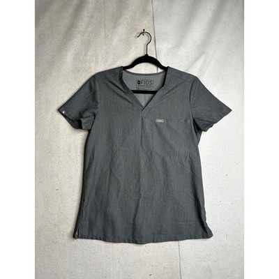 FIGS Technical Collection Scrub Top Womens XS Heather Charcoal