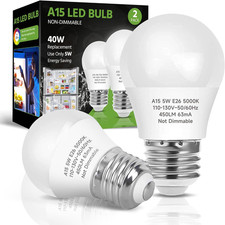 LED Refrigerator Light Bulb, 40W Equivalent A15 Led Bulb, 5W Daylight 5000K E26