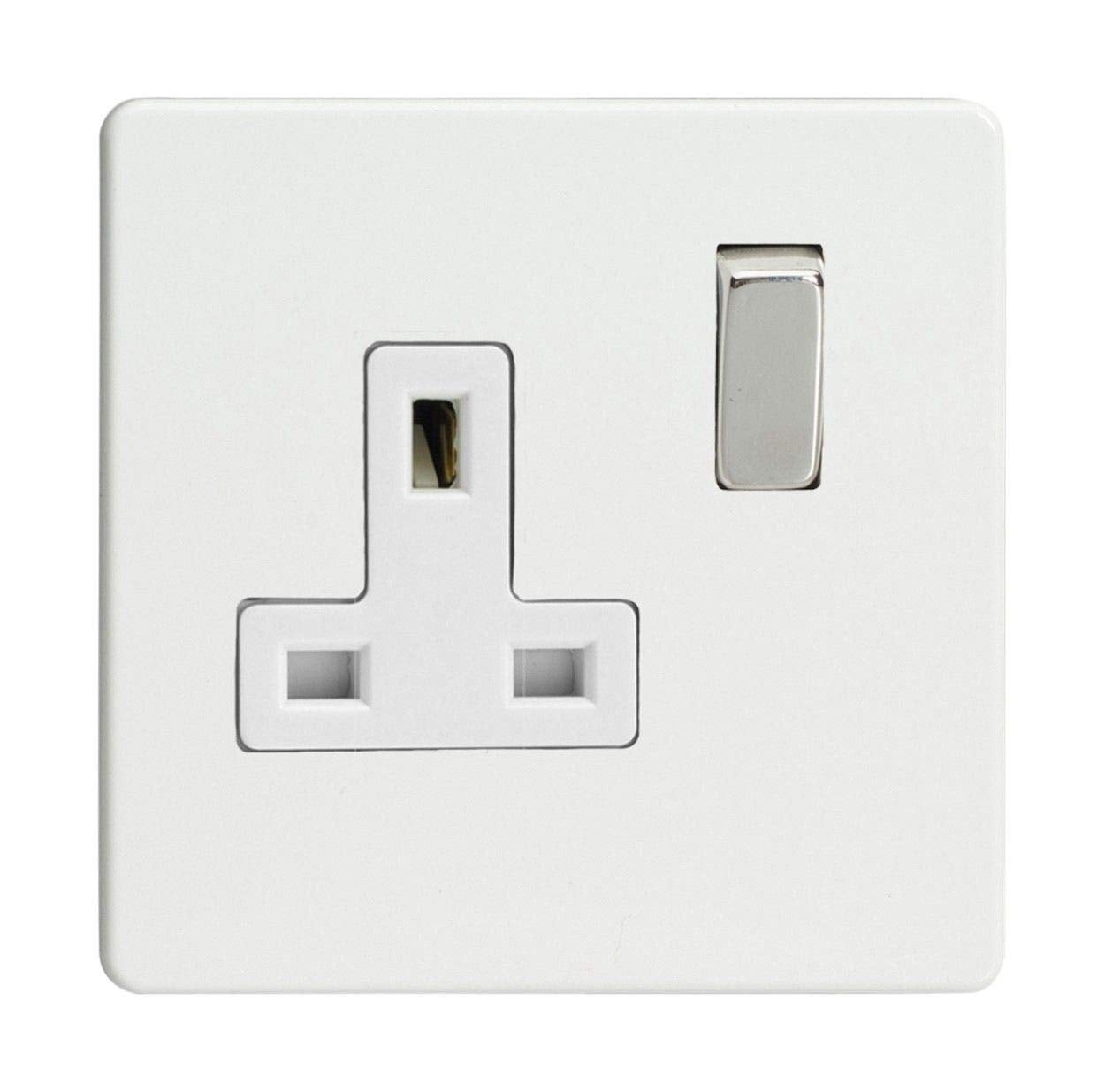 Varilight XDQ4WS 13A Socket Steel 1-Gang Premium White