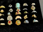 VTG Lot 25 Costume Jewelry Rings Gold Silver Gems 1-925 1-Avon 2-Sarah Coventry