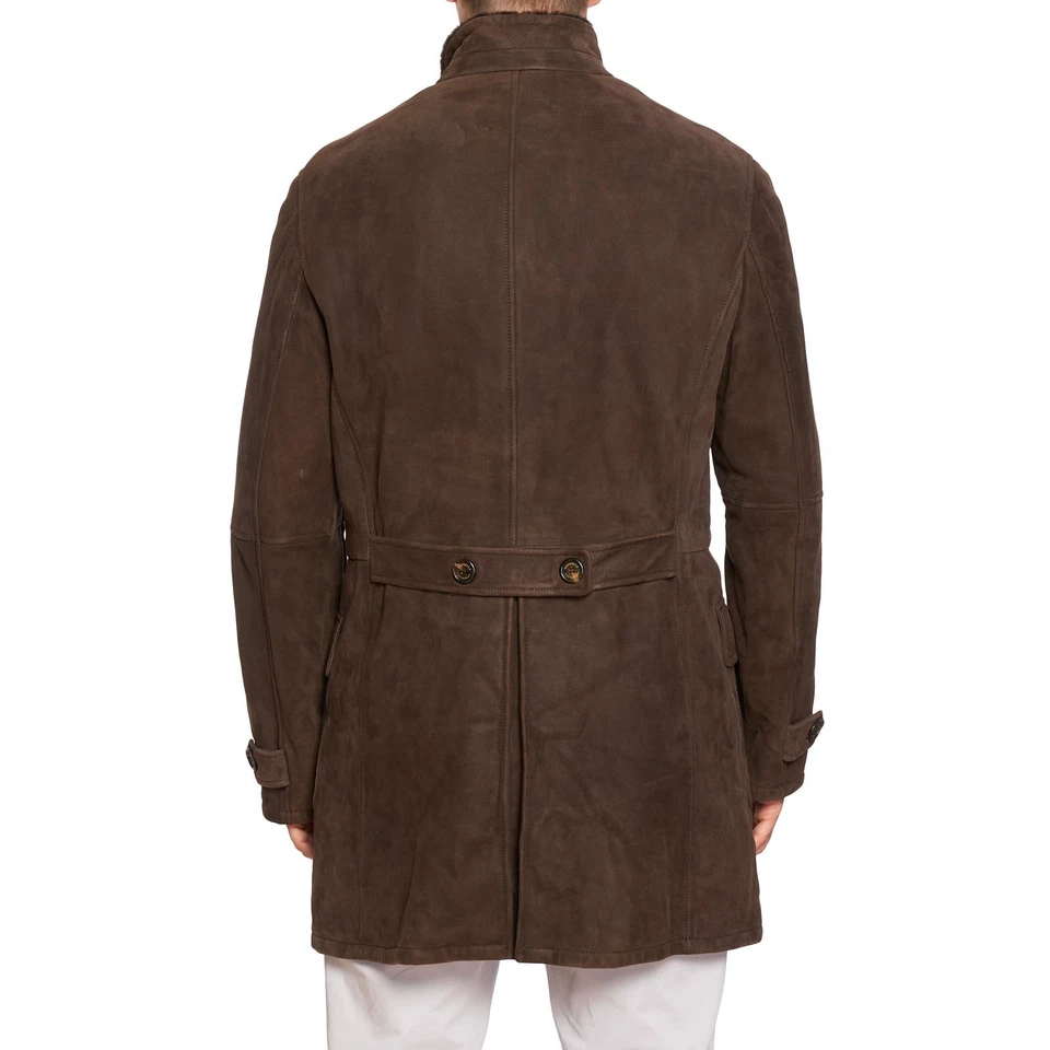 BRUNELLO CUCINELLI Brown Fur Lined Suede Mid Length Leather Jacket Coat NEW - Image 3 of 4