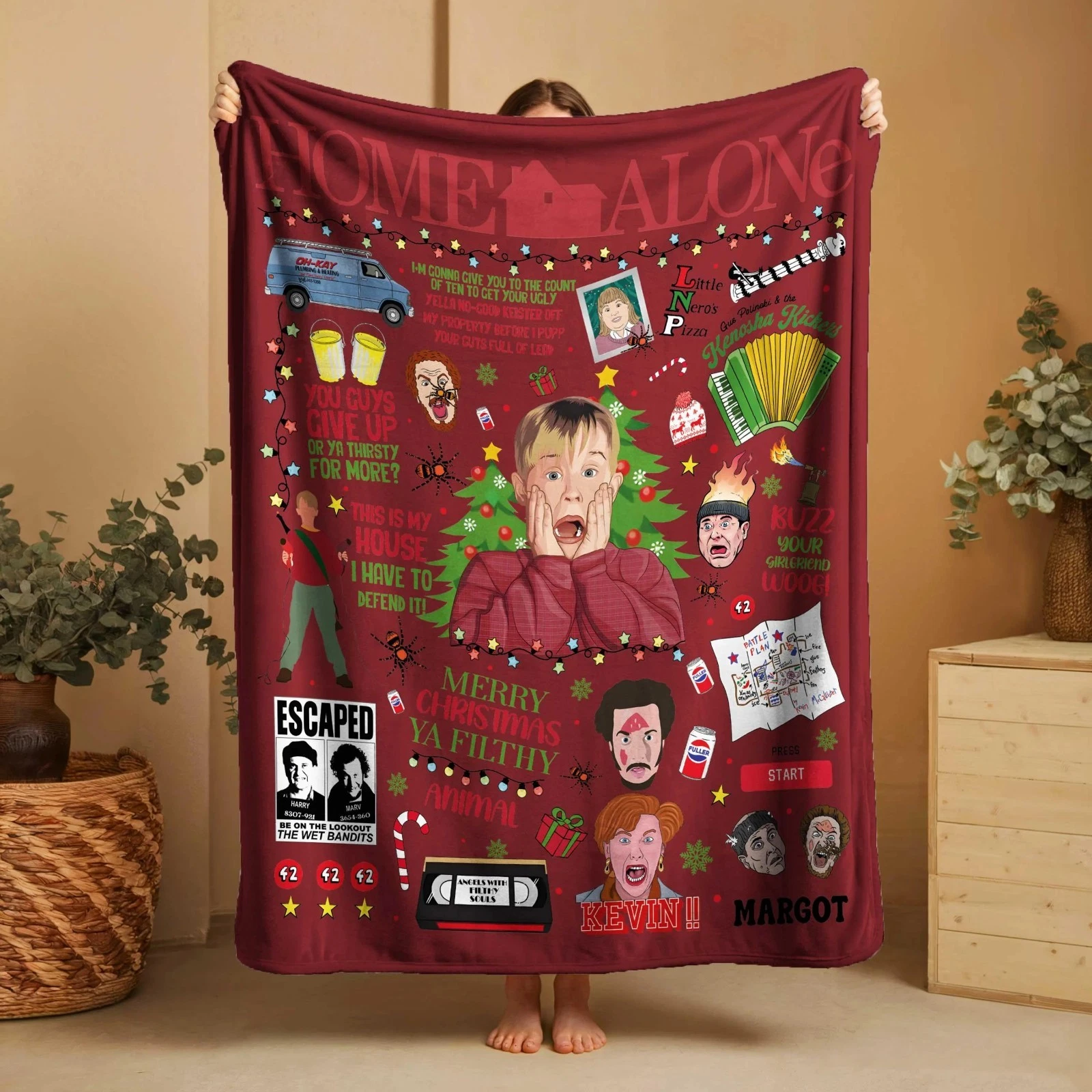 Home Alone Custom Blanket for Christmas _ Funny Holiday Blanket