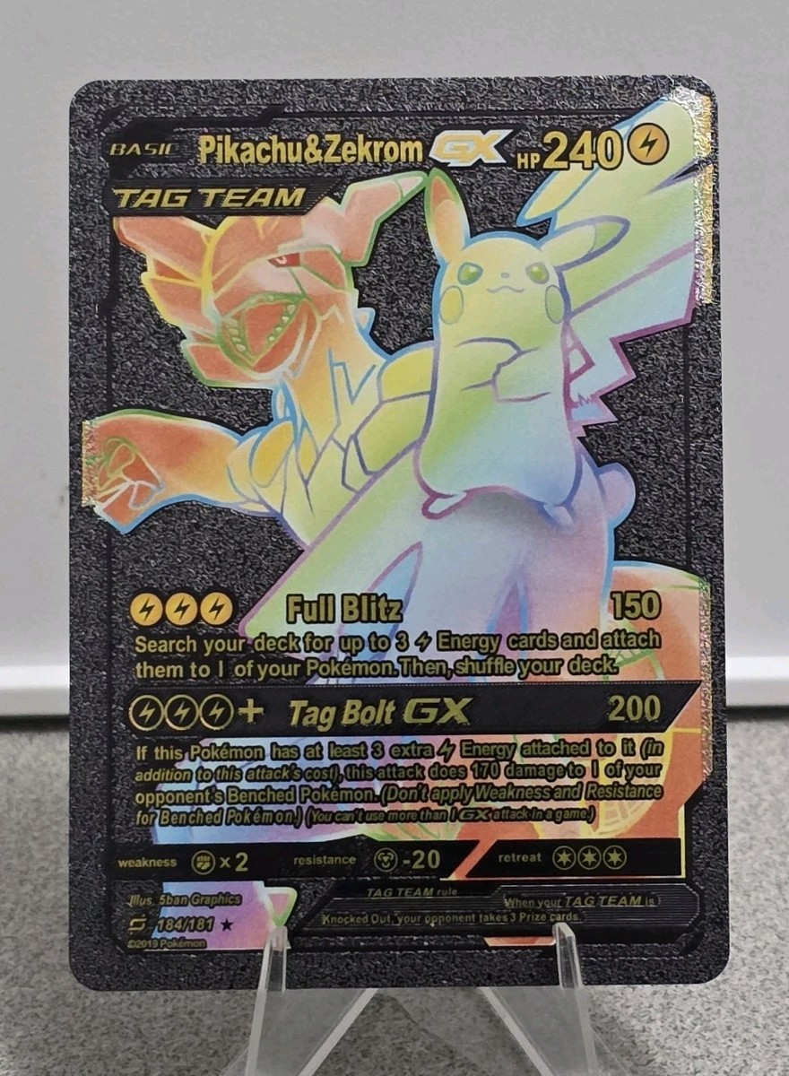 Pokémon Pikachu Zekrom GX Tag Team Black Foil Fan Art Collector