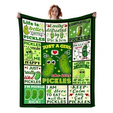 Funny Pickle Flannel Blanket Soft Cozy Gift For Pickle Lovers Multi Sizes