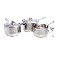 Buckingham 3 Piece Stainless Steel Induction Saucepan Cookware Set Glass Lid