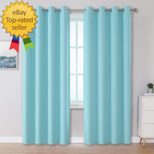 Aqua Curtains for Living Room Bedroom Light Blocking Window Curtains Triple