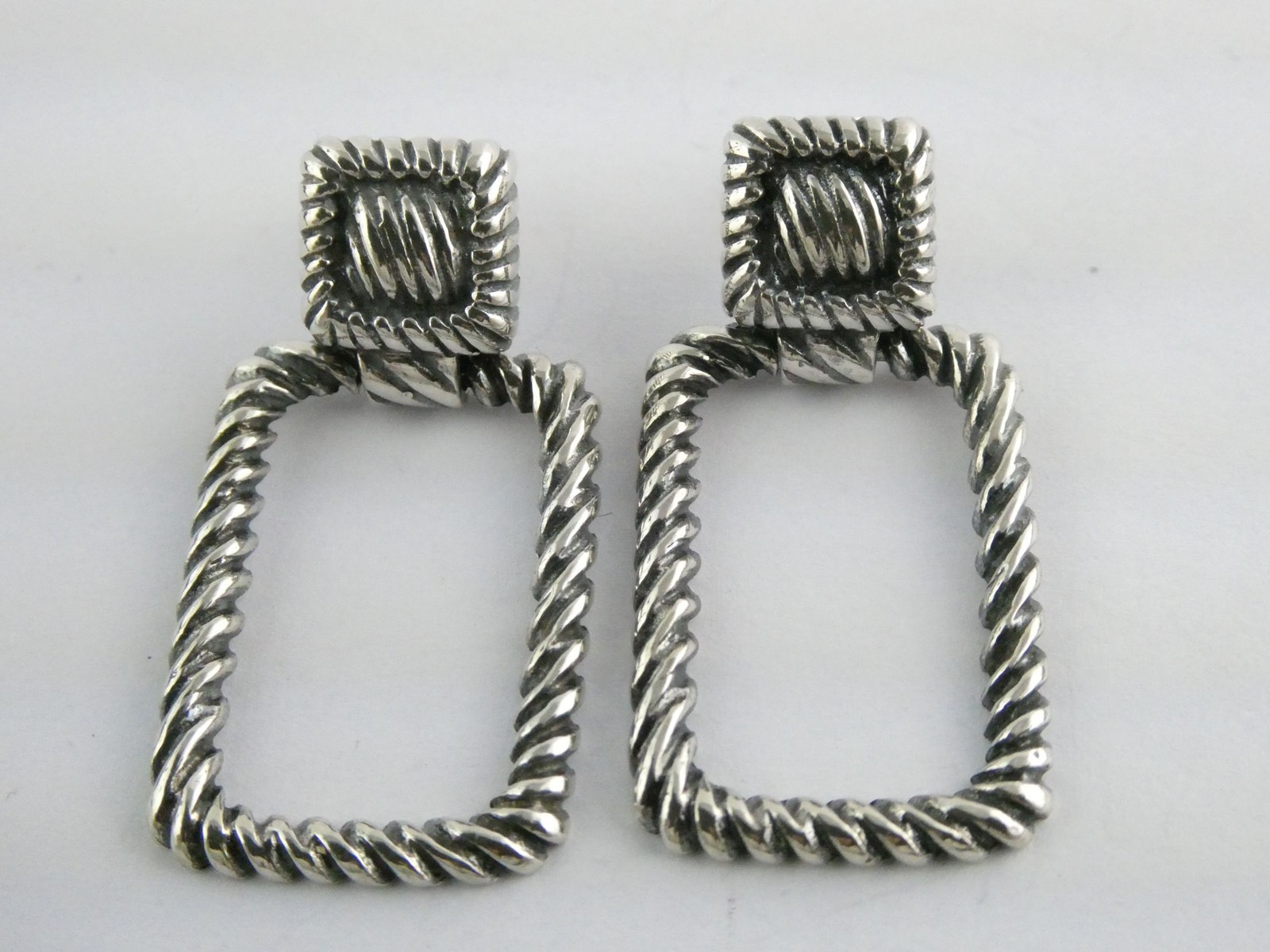 Sterling Silver Rectangular Door Knocker Earrings… - image 4