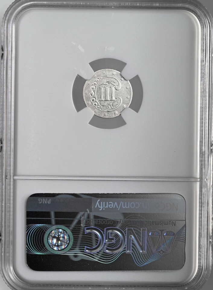 1858  3CS THREE CENT SILVER PIECE  NGC AU DETAILS "SCRATCHES"    #8404746-022 - Image 4 of 4