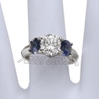 White and Blue Sapphire Diamond Engagement Ring 14k solid gold #R1480 — photo 4