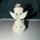 Japanese Hand Painted Ceramic & Porcelain Angel Figurine Glossy White Green Gold — photo 2