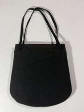 Vintage Black Purse With Hinge Closure Hand Bag Elegant