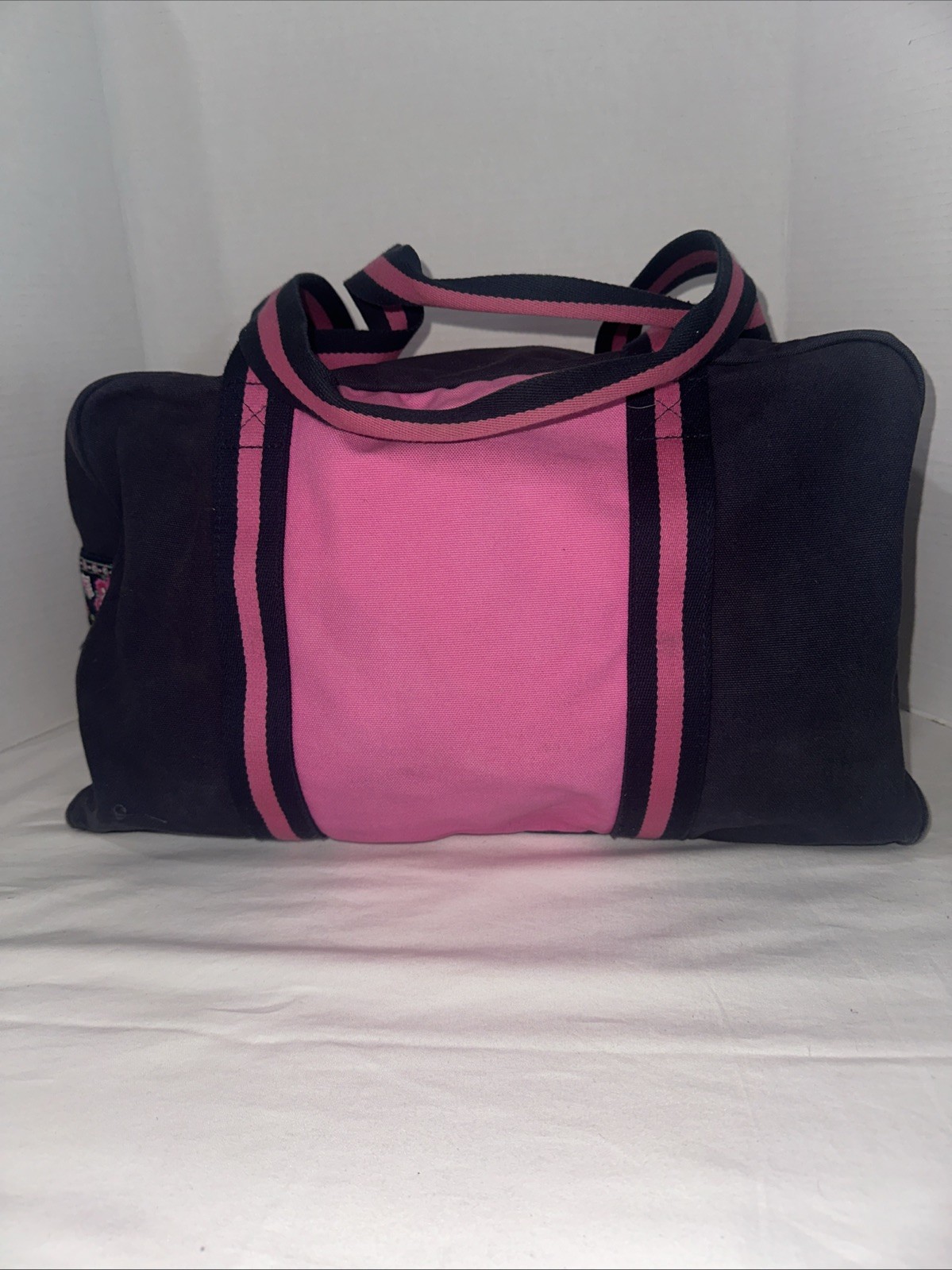 Vera Bradley Large Canvas Duffle Bag in Blue Pink Petal Paisley Color Block Travel
