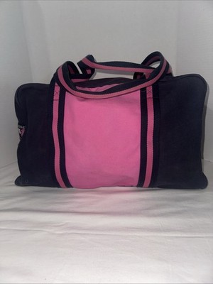 Vera Bradley Color Block Large Canvas Duffle Bag Travel Blue Pink Petal Paisley