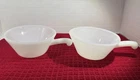 Vintage Anchor Hocking Fire King Handled White Milk Glass Cereal/Soup Bowl (2)