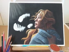 Inspirational Woman Looking Into The Light Artwork In Pastels