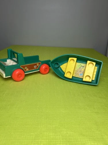 Fisher Price Play Family Little People Fishing Boat Camper Truck Vintage 1972
