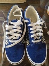 VANS Off The Wall Blue/White/Black Check Low Top Lace-Up Sneakers