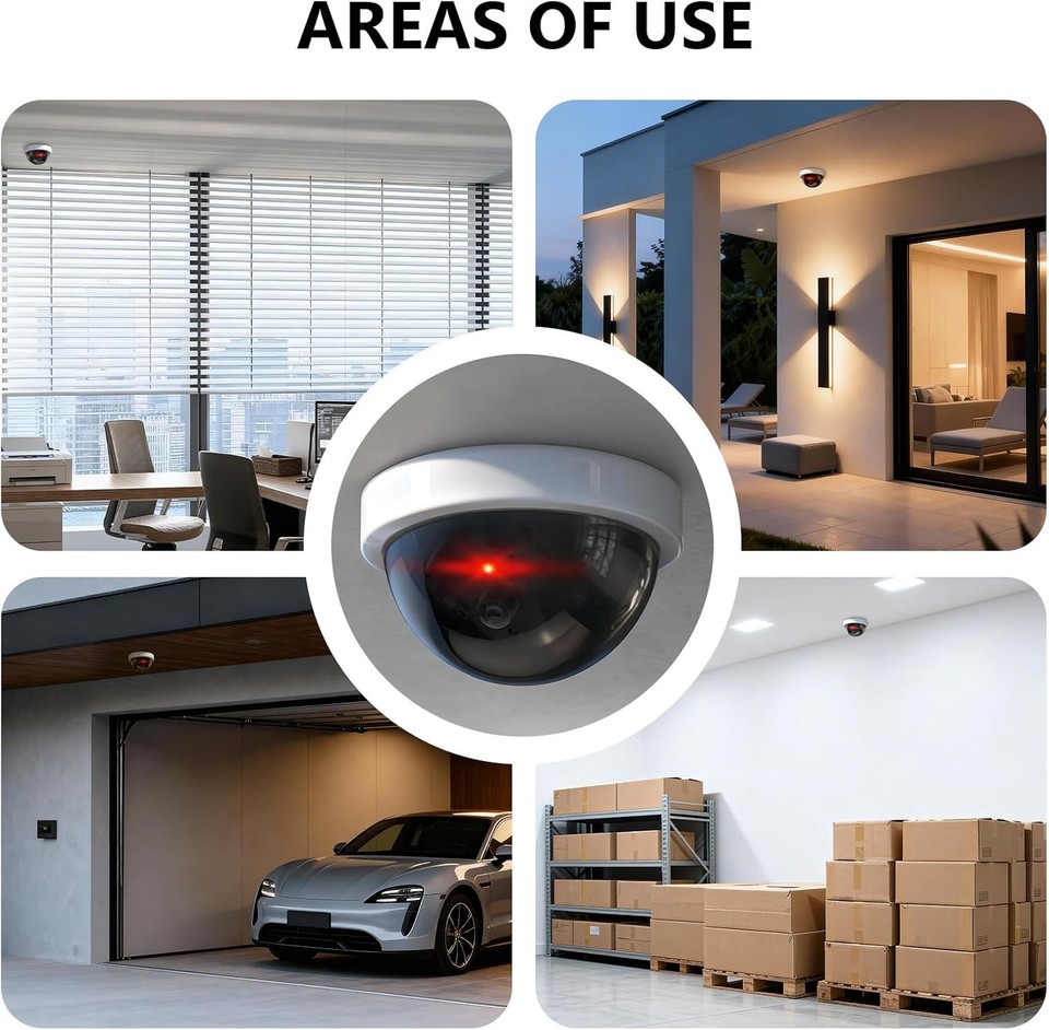 Fake Camera Set Up CCTV Dome Fake Camera with Flashing Red Light, 2 Pack, White (SDW-2) | eBay