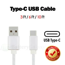 For Samsung Galaxy A11 A01 A51 A71 Type-C 3/6/10 FT Charging Cable Charger WHITE