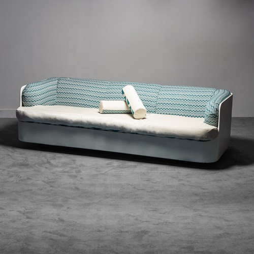 DIVANO TRE POSTI SPACE AGE VELLUTO COTONE DESIGN ANNI 70 VINTAGE MODERNARIATO - Bild 4 von 10