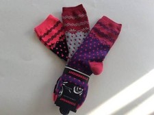 3 PAIRS LADIES NOVELTY POLKA DOT CREW SOCKS  PURPLE/BLACK/GRAY  NWT