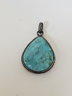 BARSE 925 Sterling Silver Turquoise Pendant Thailand Vintage