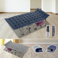 Adults Camping Cots Folding Sleeping Cot With Mattress 4D Pillow Easy Carry Bag