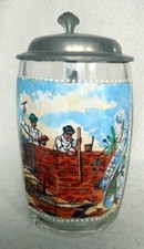 ALT Humpen Bierkrug Zunftkrug Maurer Krug Widmung von 1953 Glaskrug Sammelkrüge