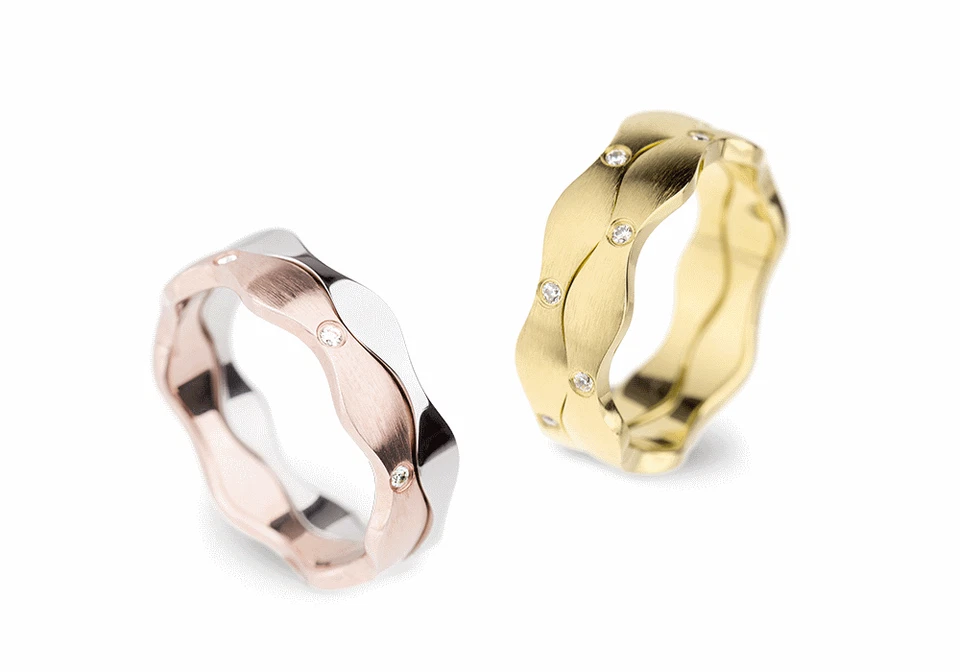 Ernstes Design Evia Ring R556 6mm matt rundrum mit Steinen Vorsteckring Kombirin - Bild 3 von 3