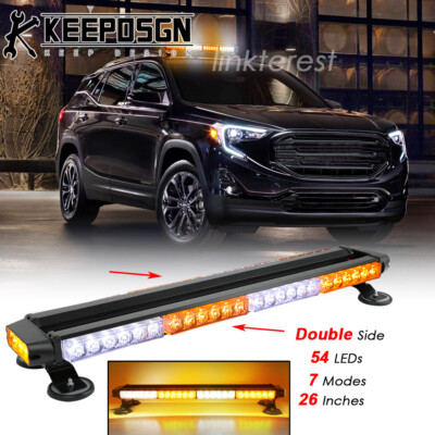 For GMC Terrain 26'' LED Rooftop Warning Emergency Strobe Lights Bar White Amber