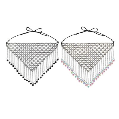 Rhinestones Mesh Mask Crystal Face Chain Masks for Belly Dancing Shows