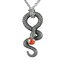 Snake Necklace Stainless Steel necklace pendant with Red Agate By Controse