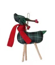 Ashland Fabric Plaid Reindeer Ornament