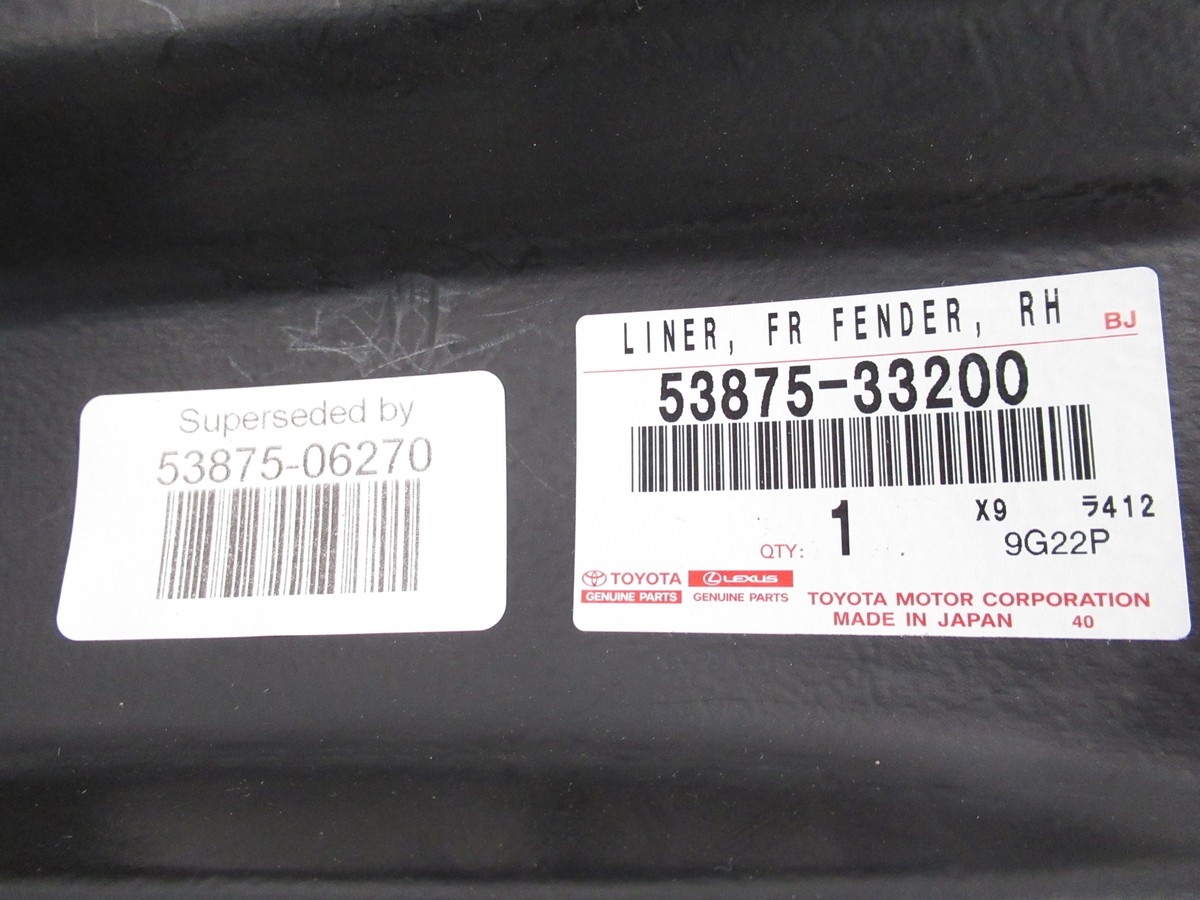 Genuine OEM Lexus 53875-06270 Passenger Front Fender Liner 2013-18 