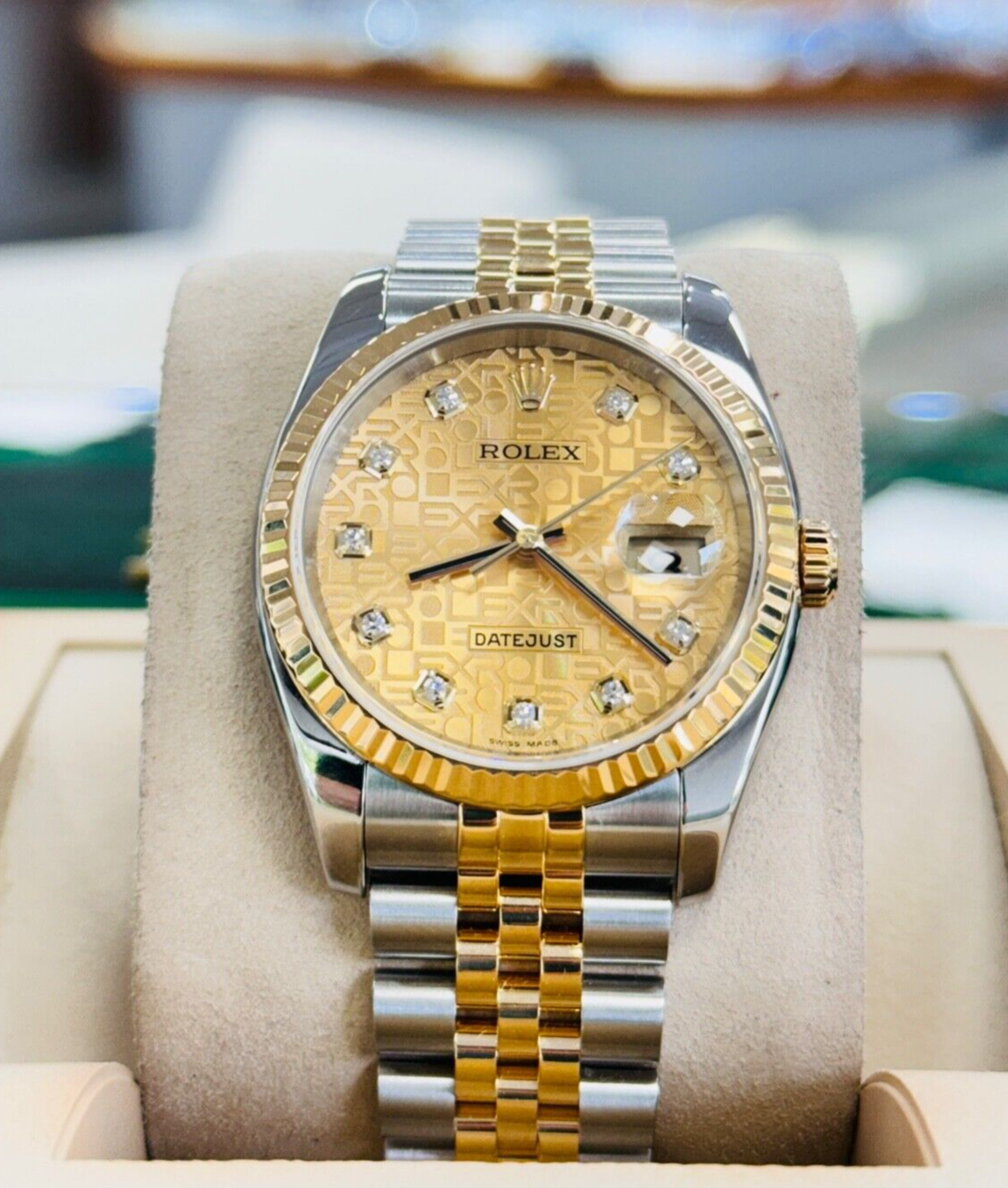 Rolex Datejust 36 116233 FACTORY Champagne Jubilee Diamond Dial 18K Yellow Gold - Image 5