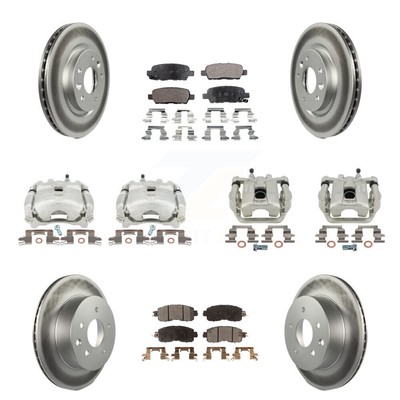 Brake Caliper Coat Rotor Semi-Metallic Pad Front Rear Kit (10Pc) For Nissan LEAF