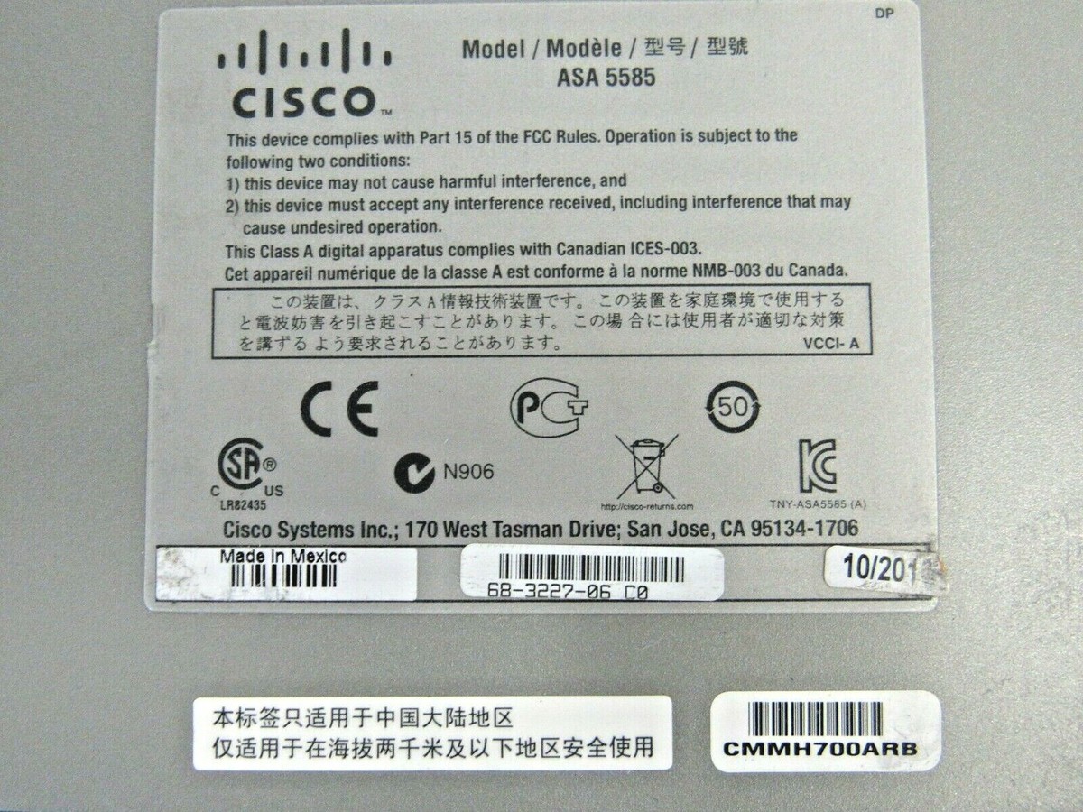 Cisco ASA 5585 w/ ASA5585-X SFR SSP-40 ASA5585-X SSP-40 2x Cisco ASA 5585 w/ ASA5585-X SFR SSP-40 ASA5585-X SSP-40 2x