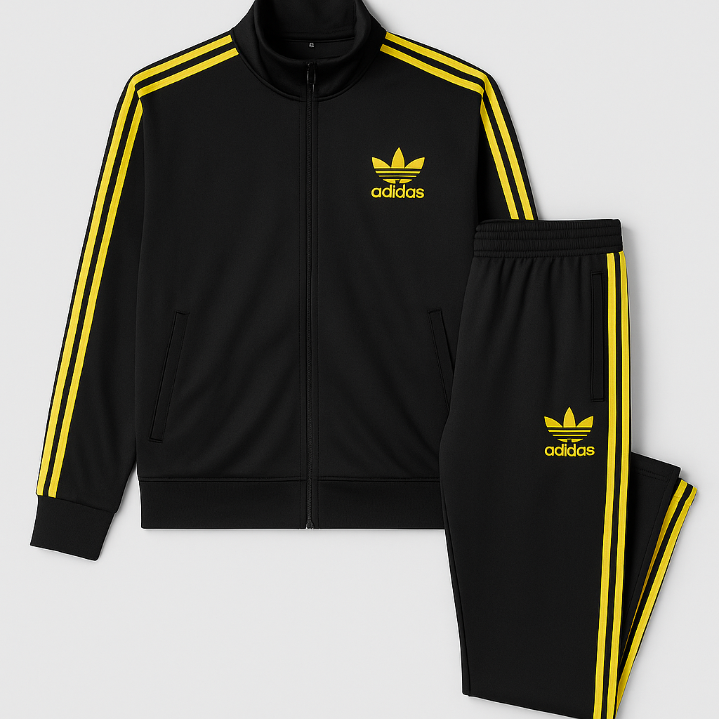 black and yellow adidas tracksuit