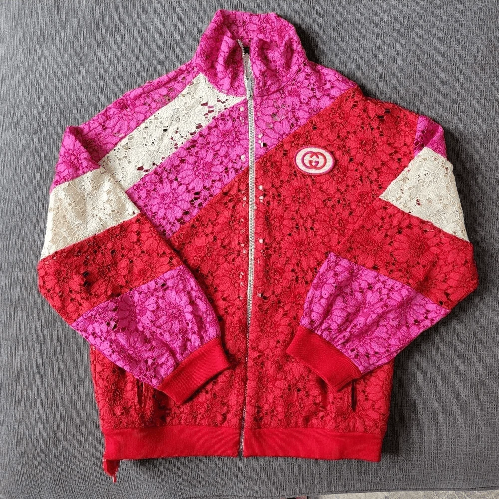 Giacca Gucci Donna Colorblock Modello Pizzo Ad Incastro GG Patch Track Taglia XXS