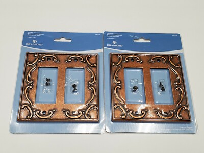 2 Brainerd French Lace 2-Gang Decora Style Wall Plate - Sponged Copper - 405504