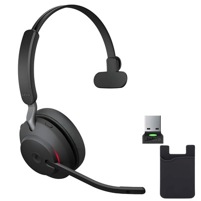 Jabra Evolve2 65 Wireless Headset Mono MS, Bluetooth Dongle, Compatible with ...