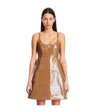 ✨ Ganni Pleather Dress ✨ Y2K Chic Shiny Barbie 38 10 M L Sexy Patent Leather 90s